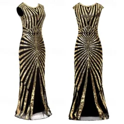 Roaring 20s 1920s Cocktail Dress Flapper Dress Dress Outfits The Great Gatsby Wedding Guest Sequin V Neck Fancy Dress Women's Christmas Halloween New Year Party Masquerade Wedding Reception Adults' 1