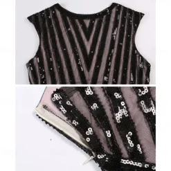 Roaring 20s 1920s Cocktail Dress Flapper Dress Dress Outfits The Great Gatsby Wedding Guest Sequin V Neck Fancy Dress Women's Christmas Halloween New Year Party Masquerade Wedding Reception Adults' 1
