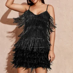 Roaring 20s 1920s Flapper Dress Dress The Great Gatsby Tassel Fringe Feather Tassel Feathers Fancy Dress Women's Masquerade Wedding Wedding Guest Party / Evening Adults Dress Homecoming Dresses