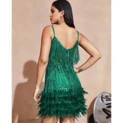 Roaring 20s 1920s Flapper Dress Dress The Great Gatsby Tassel Fringe Feather Tassel Feathers Fancy Dress Women's Masquerade Wedding Wedding Guest Party / Evening Adults Dress Homecoming Dresses