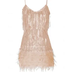 Roaring 20s 1920s Flapper Dress Dress The Great Gatsby Tassel Fringe Feather Tassel Feathers Fancy Dress Women's Masquerade Wedding Wedding Guest Party / Evening Adults Dress Homecoming Dresses