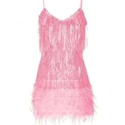 Roaring 20s 1920s Flapper Dress Dress The Great Gatsby Tassel Fringe Feather Tassel Feathers Fancy Dress Women's Masquerade Wedding Wedding Guest Party / Evening Adults Dress Homecoming Dresses