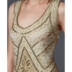 Roaring 20s 1920s The Great Gatsby Knee Length Flapper Dress Dress Prom Dresses The Great Gatsby Charleston Wedding Guest Sequins Patchwork Fancy Dress Women's Wedding Party Wedding Guest Homecoming