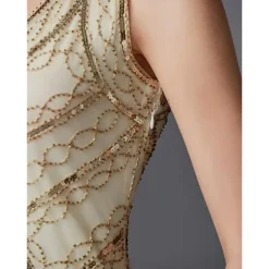 Roaring 20s 1920s The Great Gatsby Knee Length Flapper Dress Dress Prom Dresses The Great Gatsby Charleston Wedding Guest Sequins Patchwork Fancy Dress Women's Wedding Party Wedding Guest Homecoming