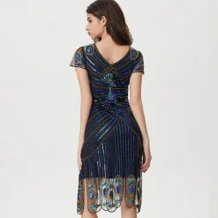 Roaring 20s 1920s Vacation Dress Flapper Dress Dress Masquerade The Great Gatsby Gentlewoman Wedding Guest Sequins Fancy Dress Women's Halloween Carnival Masquerade Wedding Wedding Guest Event / Party