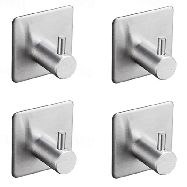 Robe Hook Self-adhesive Contemporary Stainless Steel Bathroom Towel Hook Wall Mounted 4pcs