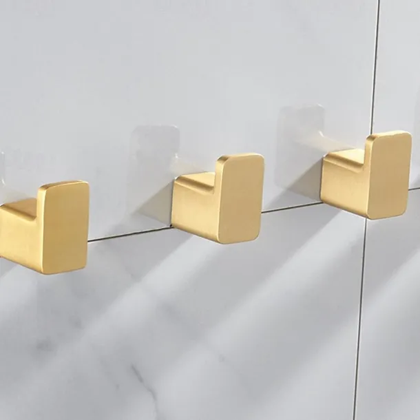 Robe Hooks Gold Aluminum Towel Hook Bathroom Wall Mounted Coat Hanger Vintage Square Base Bathroom Accessories Set Decorative-3/5 pcs