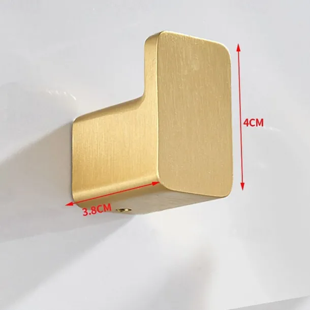 Robe Hooks Gold Aluminum Towel Hook Bathroom Wall Mounted Coat Hanger Vintage Square Base Bathroom Accessories Set Decorative-3/5 pcs