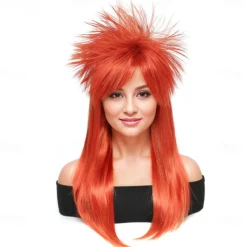 Rock Diva Wig Synthetic Wig Straight Asymmetrical Wig Long A1 Synthetic Hair Women's Cosplay Soft Party Red Halloween Wigs