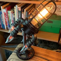 Rocket Lamp Hand Crafted Decorative Lamp Adjustable Brightness Steampunk Rocket Lamp Party Decoration 24cm 9.5inch
