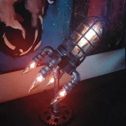 Rocket Lamp Hand Crafted Decorative Lamp Adjustable Brightness Steampunk Rocket Lamp Party Decoration 24cm 9.5inch