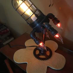 Rocket Lamp Hand Crafted Decorative Lamp Adjustable Brightness Steampunk Rocket Lamp Party Decoration 24cm 9.5inch