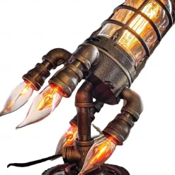 Rocket Lamp Hand Crafted Decorative Lamp Adjustable Brightness Steampunk Rocket Lamp Party Decoration 24cm 9.5inch