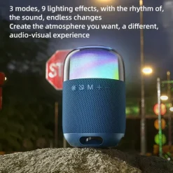Rockmia Tower Speaker Outdoor 8W RGB Bluetooth 5.3 EBS-708 Waterproof Power Bass Music Player RGB Colorful LED Lighting Fabric