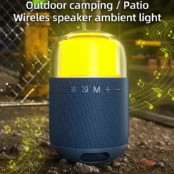 Rockmia Tower Speaker Outdoor 8W RGB Bluetooth 5.3 EBS-708 Waterproof Power Bass Music Player RGB Colorful LED Lighting Fabric