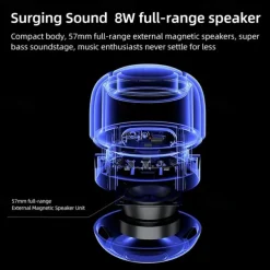 Rockmia Tower Speaker Outdoor 8W RGB Bluetooth 5.3 EBS-708 Waterproof Power Bass Music Player RGB Colorful LED Lighting Fabric