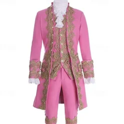 Rococo Baroque Victorian Outfits Fancy Dress Men's Royal Halloween Carnival Performance Party Masquerade Adults' Coat Pants Collar All Seasons