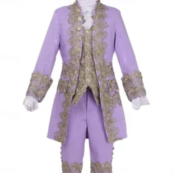 Rococo Baroque Victorian Outfits Fancy Dress Men's Royal Halloween Carnival Performance Party Masquerade Adults' Coat Pants Collar All Seasons
