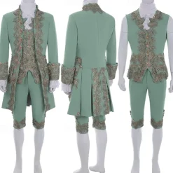 Rococo Baroque Victorian Outfits Fancy Dress Men's Royal Halloween Carnival Performance Party Masquerade Adults' Coat Pants Collar All Seasons