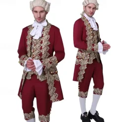 Rococo Baroque Victorian Outfits Fancy Dress Men's Royal Halloween Carnival Performance Party Masquerade Adults' Coat Pants Collar All Seasons