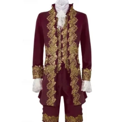 Rococo Baroque Victorian Outfits Fancy Dress Men's Royal Halloween Carnival Performance Party Masquerade Adults' Coat Pants Collar All Seasons