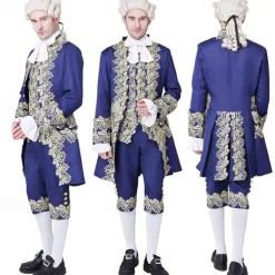 Rococo Baroque Victorian Outfits Fancy Dress Men's Royal Halloween Carnival Performance Party Masquerade Adults' Coat Pants Collar All Seasons
