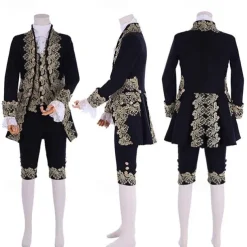 Rococo Baroque Victorian Outfits Fancy Dress Men's Royal Halloween Carnival Performance Party Masquerade Adults' Coat Pants Collar All Seasons