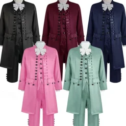 Rococo Baroque Victorian Outfits Solid Colored Fancy Dress Men's Royal Halloween Carnival Performance Party Masquerade Adults' Coat Vest Shirt All Seasons