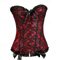Rococo Overbust Corset Masquerade Overbust Corset Cosplay Tummy Control Push Up Jacquard Jacquard Fancy Dress Women's Royal Masquerade Party Carnival of Venice Adults' Corset