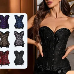 Rococo Overbust Corset Masquerade Overbust Corset Cosplay Tummy Control Push Up Jacquard Jacquard Fancy Dress Women's Royal Masquerade Party Carnival of Venice Adults' Corset