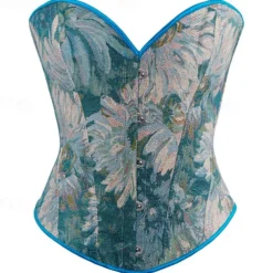 Rococo Overbust Corset Masquerade Overbust Corset Cosplay Tummy Control Push Up Jacquard Jacquard Fancy Dress Women's Royal Masquerade Party Carnival of Venice Adults' Corset