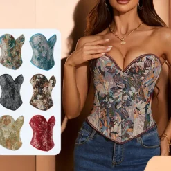 Rococo Overbust Corset Masquerade Overbust Corset Cosplay Tummy Control Push Up Jacquard Jacquard Fancy Dress Women's Royal Masquerade Party Carnival of Venice Adults' Corset