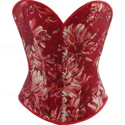 Rococo Overbust Corset Masquerade Overbust Corset Cosplay Tummy Control Push Up Jacquard Jacquard Fancy Dress Women's Royal Masquerade Party Carnival of Venice Adults' Corset