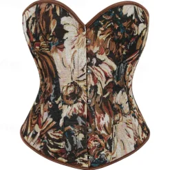 Rococo Overbust Corset Masquerade Overbust Corset Cosplay Tummy Control Push Up Jacquard Jacquard Fancy Dress Women's Royal Masquerade Party Carnival of Venice Adults' Corset