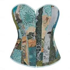 Rococo Overbust Corset Masquerade Overbust Corset Cosplay Tummy Control Push Up Jacquard Jacquard Fancy Dress Women's Royal Masquerade Party Carnival of Venice Adults' Corset