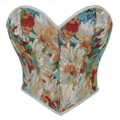 Rococo Overbust Corset Masquerade Overbust Corset Cosplay Tummy Control Push Up Jacquard Jacquard Fancy Dress Women's Royal Masquerade Party Carnival of Venice Adults' Corset