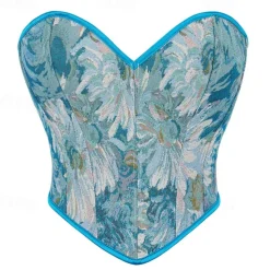 Rococo Overbust Corset Masquerade Overbust Corset Cosplay Tummy Control Push Up Jacquard Jacquard Fancy Dress Women's Royal Masquerade Party Carnival of Venice Adults' Corset