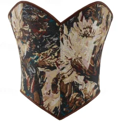 Rococo Overbust Corset Masquerade Overbust Corset Cosplay Tummy Control Push Up Jacquard Jacquard Fancy Dress Women's Royal Masquerade Party Carnival of Venice Adults' Corset