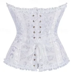 Rococo Punk & Gothic Medieval Overbust Corset Lingerie Bustier Zip-Up 12 Plastic Bones Fancy Dress Women's Royal Wedding Wedding Guest Carnival of Venice Adults' Corset