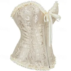 Rococo Punk & Gothic Medieval Overbust Corset Lingerie Bustier Zip-Up 12 Plastic Bones Fancy Dress Women's Royal Wedding Wedding Guest Carnival of Venice Adults' Corset