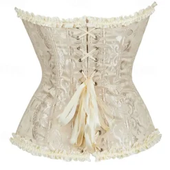 Rococo Punk & Gothic Medieval Overbust Corset Lingerie Bustier Zip-Up 12 Plastic Bones Fancy Dress Women's Royal Wedding Wedding Guest Carnival of Venice Adults' Corset