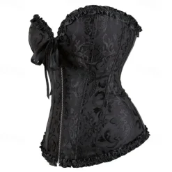 Rococo Punk & Gothic Medieval Overbust Corset Lingerie Bustier Zip-Up 12 Plastic Bones Fancy Dress Women's Royal Wedding Wedding Guest Carnival of Venice Adults' Corset