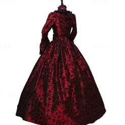 Rococo Victorian 18th Century Floor Length Dress Flare Cuff Sleeve Plus Size Geometric Ball Gown Fancy Dress Royal Christmas Halloween Carnival Party Prom Carnival of Venice Adults' All Seasons