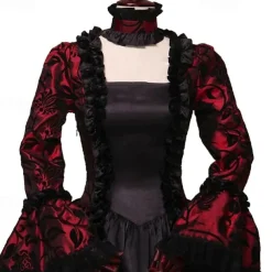 Rococo Victorian 18th Century Floor Length Dress Flare Cuff Sleeve Plus Size Geometric Ball Gown Fancy Dress Royal Christmas Halloween Carnival Party Prom Carnival of Venice Adults' All Seasons