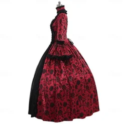 Rococo Victorian 18th Century Floor Length Dress Flare Cuff Sleeve Plus Size Geometric Ball Gown Fancy Dress Royal Christmas Halloween Carnival Party Prom Carnival of Venice Adults' All Seasons