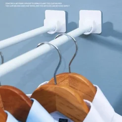 Rod Hanger Holder Anti-Shedding Curtain Door Curtain Shower Curtain Rod Anti-Slip Support Frame Paste Hook Shower Curtain Rod Frame