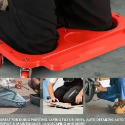 Rolling Knee Pads Creeper with Wheels, Rolling Knee Dolly with Foam Cushioned Knee Cups for Auto Repair Flooring Garage Use