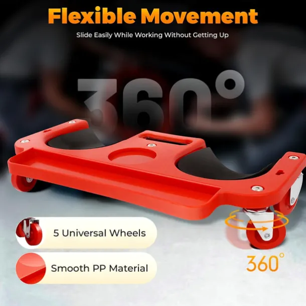 Rolling Knee Pads Creeper with Wheels, Rolling Knee Dolly with Foam Cushioned Knee Cups for Auto Repair Flooring Garage Use