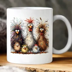 Rooster Funny Mug Ceramic Funny Coffee Mug Cup Black Retro Vintage Casual Street Style Gift Mug 11.2oz/330ml