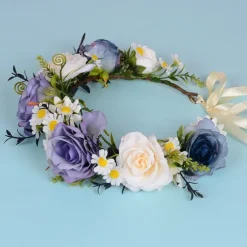 Rose Flower Crown for Women - Purple Fairy Flower Headband Sweet Hair Wreath Accessories for Women Girls Wedding Festival Party Favors Photo Prop